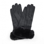 Black Faux Suede and Fur Gloves by Peace of Mind